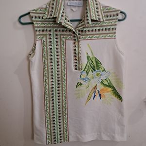 Original Vintage HARBURT Sleeveless Top Shirt Polo Womens Size S